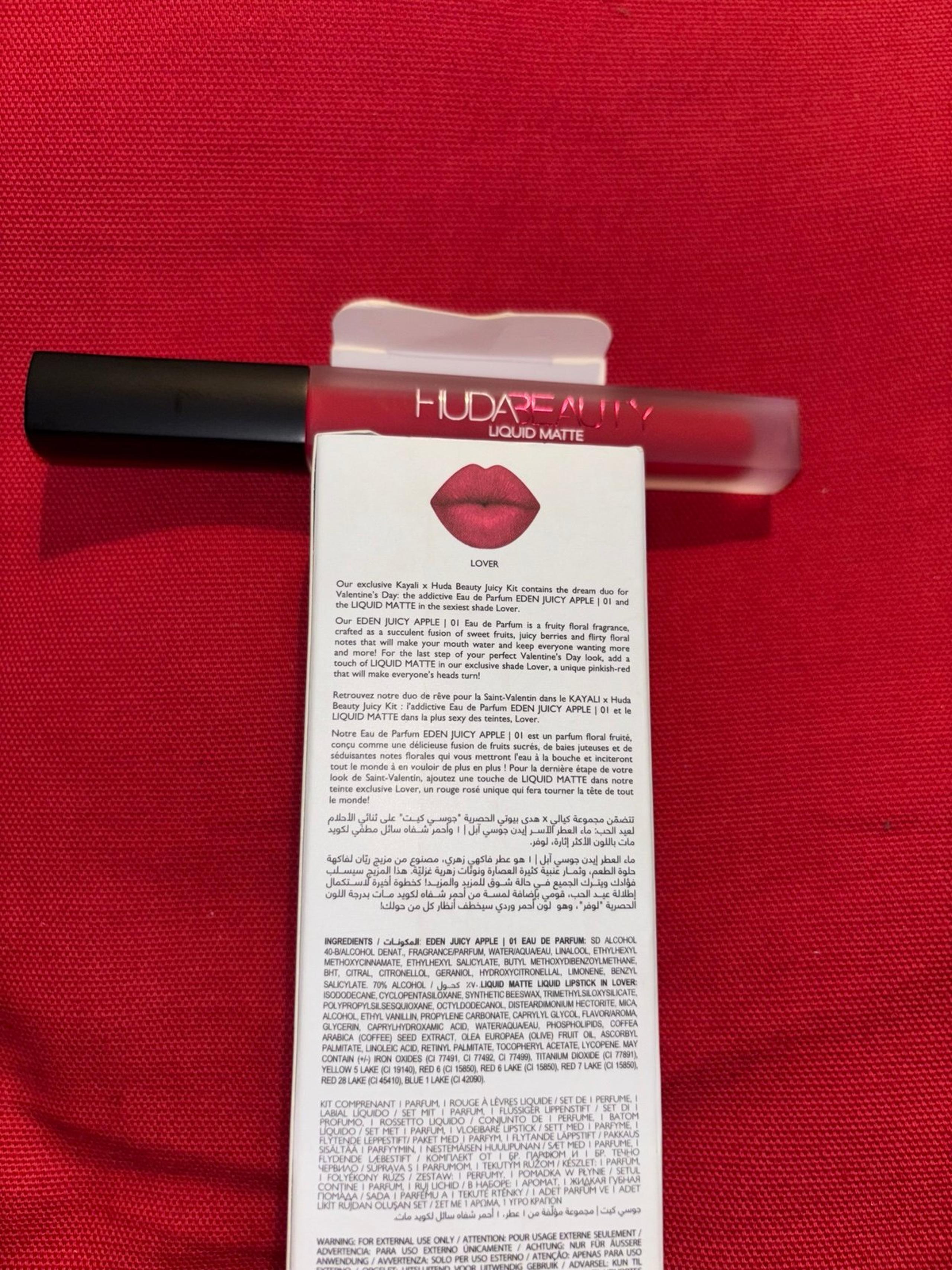 Huda Beauty liquid matte lipstick in shade LOVER