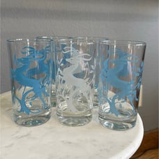 Set of vintage Federal Glass antelope drinking glasses