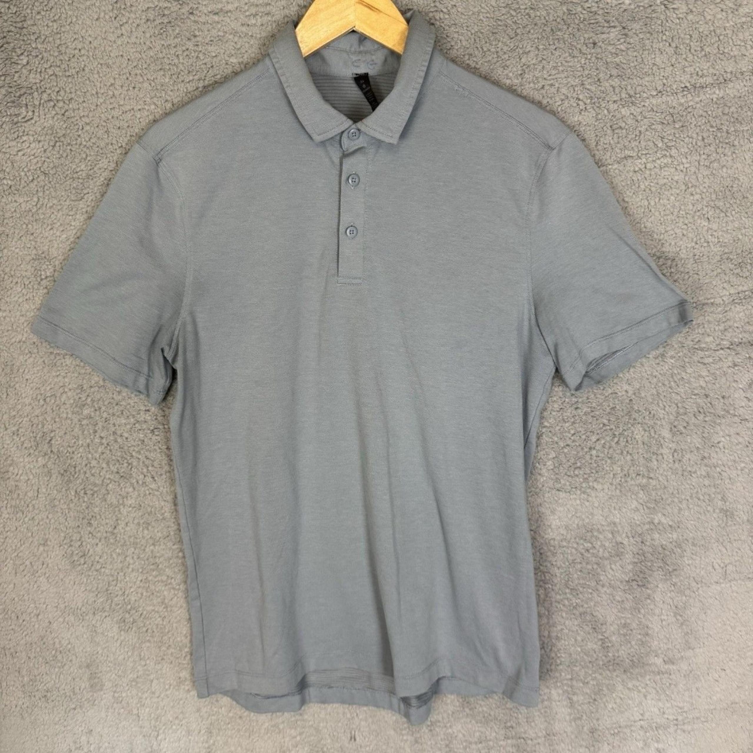 Lululemon Shirt Mens M Blue Polo Short Sleeve Athletic Stretch Casual