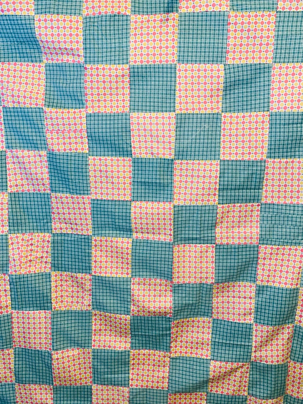 New Handmade Quilt top patchwork squares  Blanket green