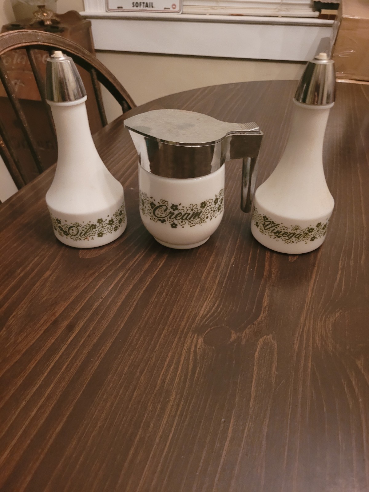 Vintage Corning Ware Salad Cruet set and creamer