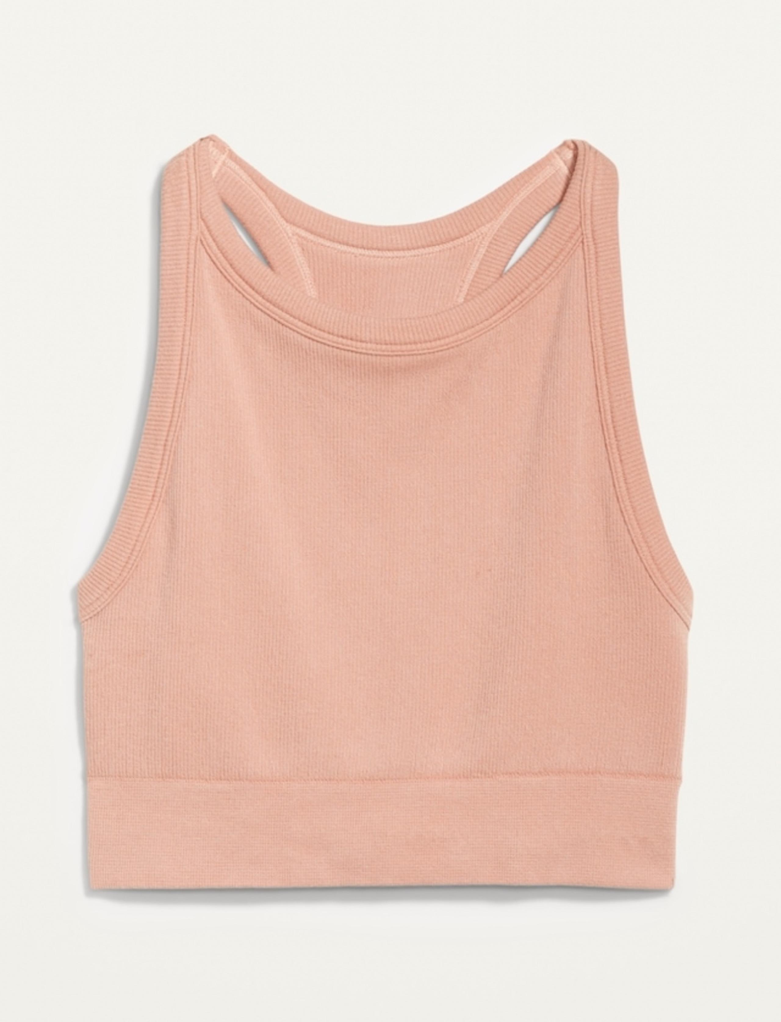 Old Navy Women's Light Support Seamless Rib-Knit Longline Sports Bra Pink XL New