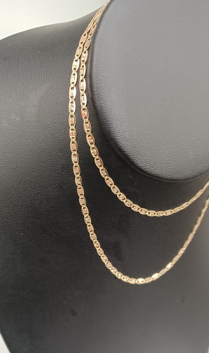 14kt solid gold try color velentino chain size 24 inches