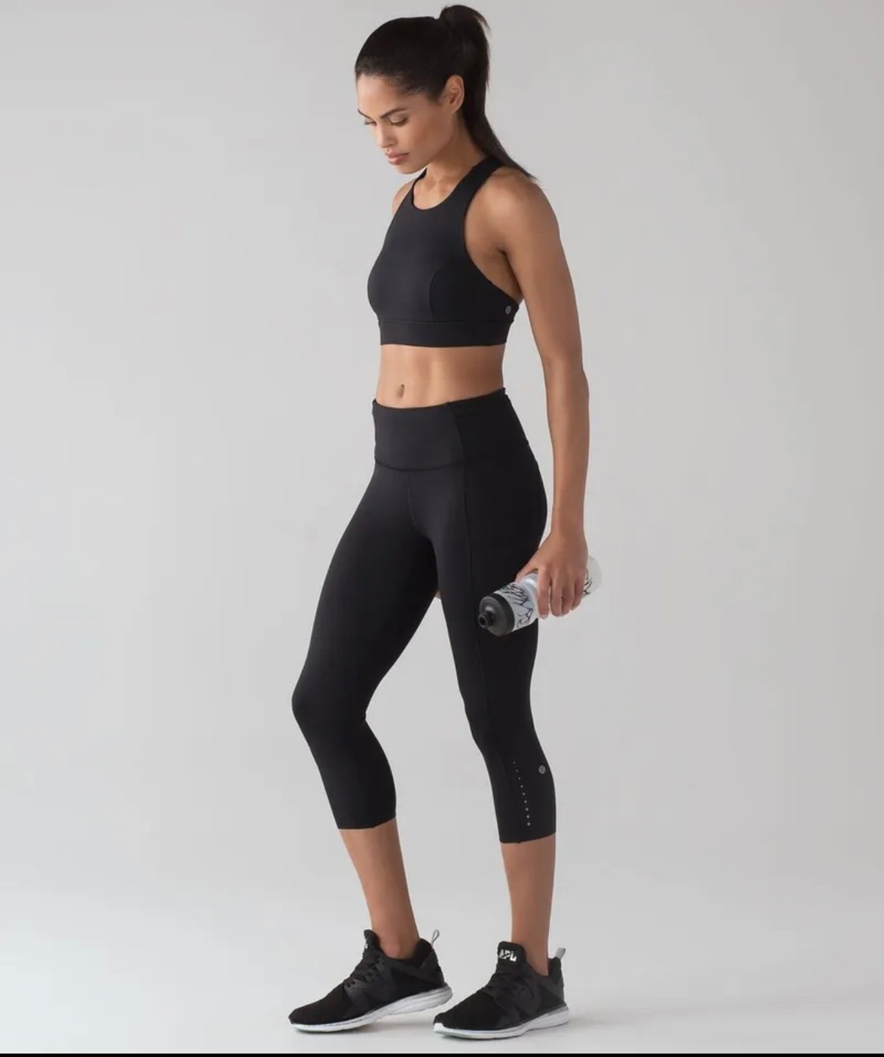 LULULEMON Fast Free Crop II Leggings Workout Yoga Nulux 19 Black Size 4