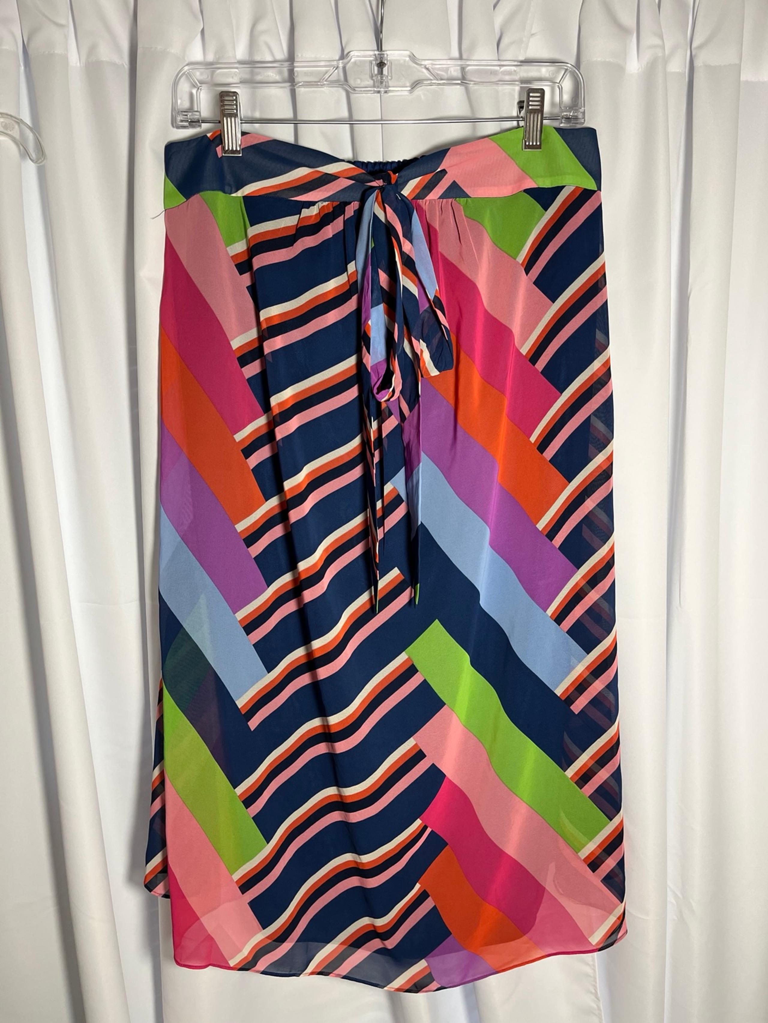TRINA TURK  Colorful Striped Flowy Skirt w/Tie at the Waist Sz M