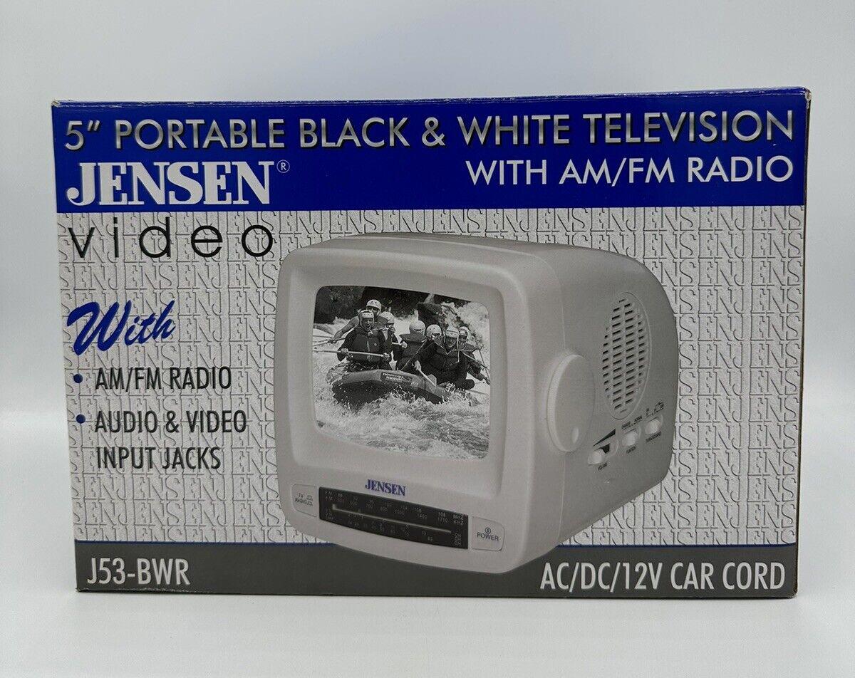 Jensen J53-BWR 5 Portable Black & White TV CRT AM FM Radio New In Box NOS