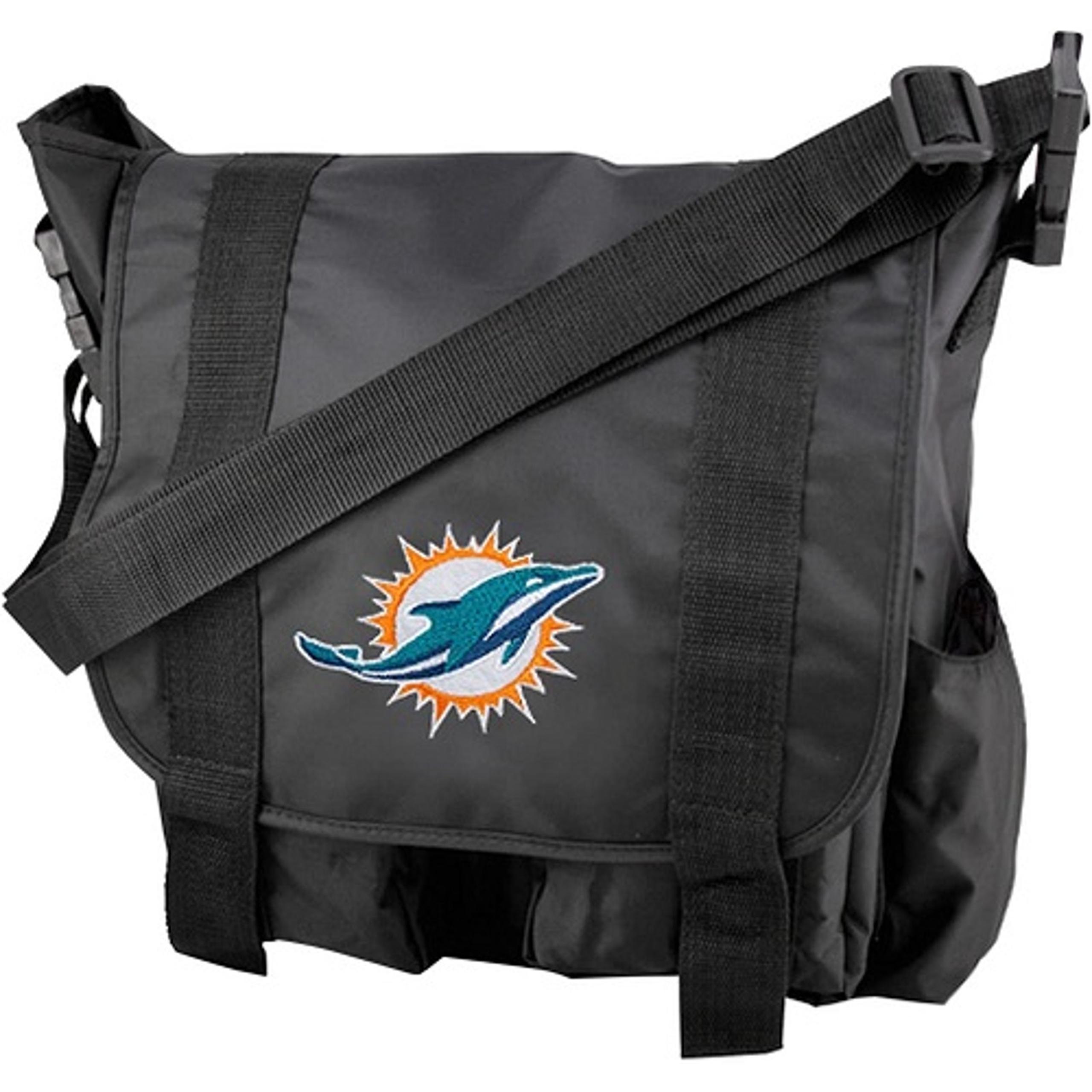 NFL Miami Dolphins Premium Diaper Bag With Changing Pad Baby Shower Black Logo