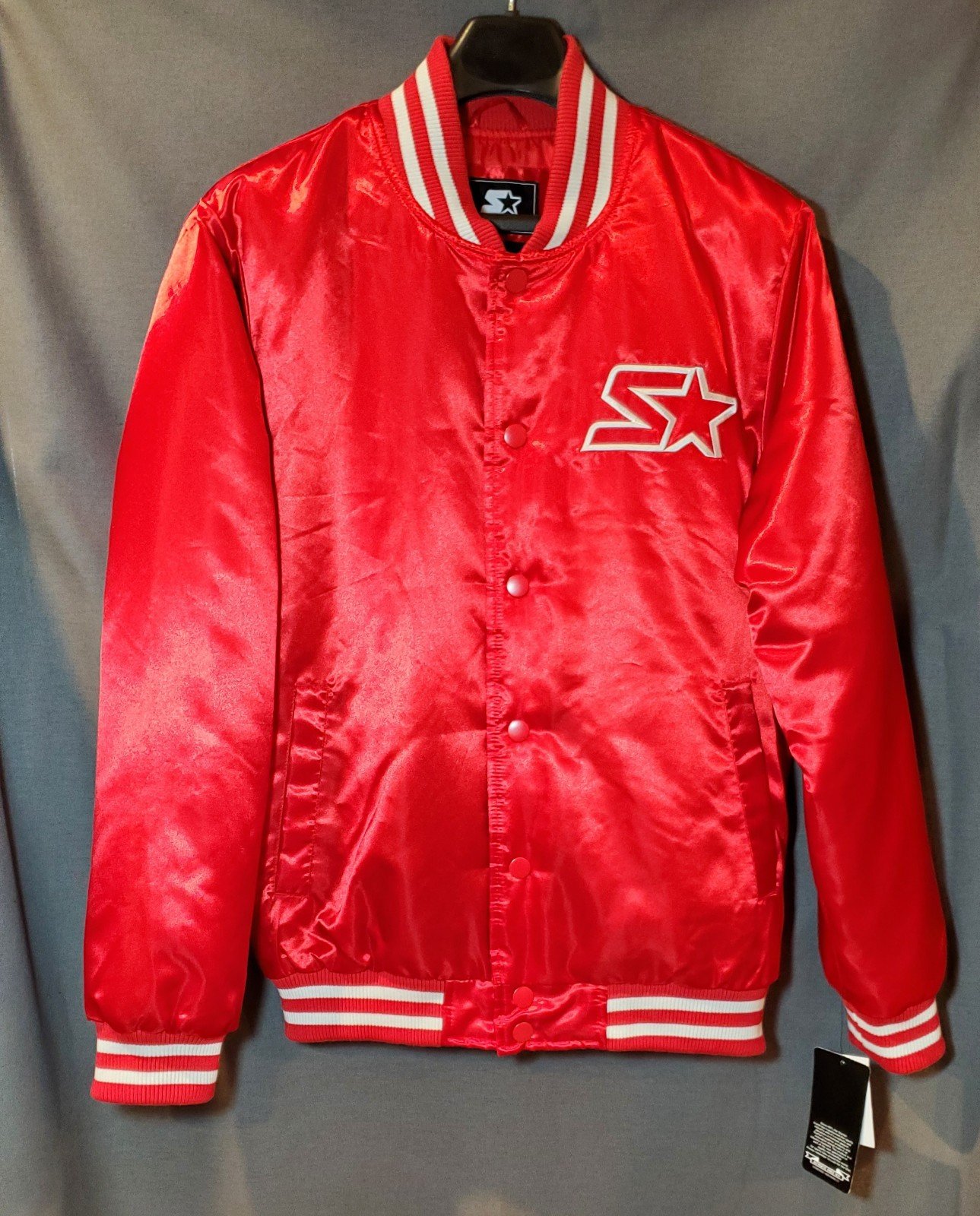 Starter Locker Room Full-Snap Satin Jacket -Red (M)