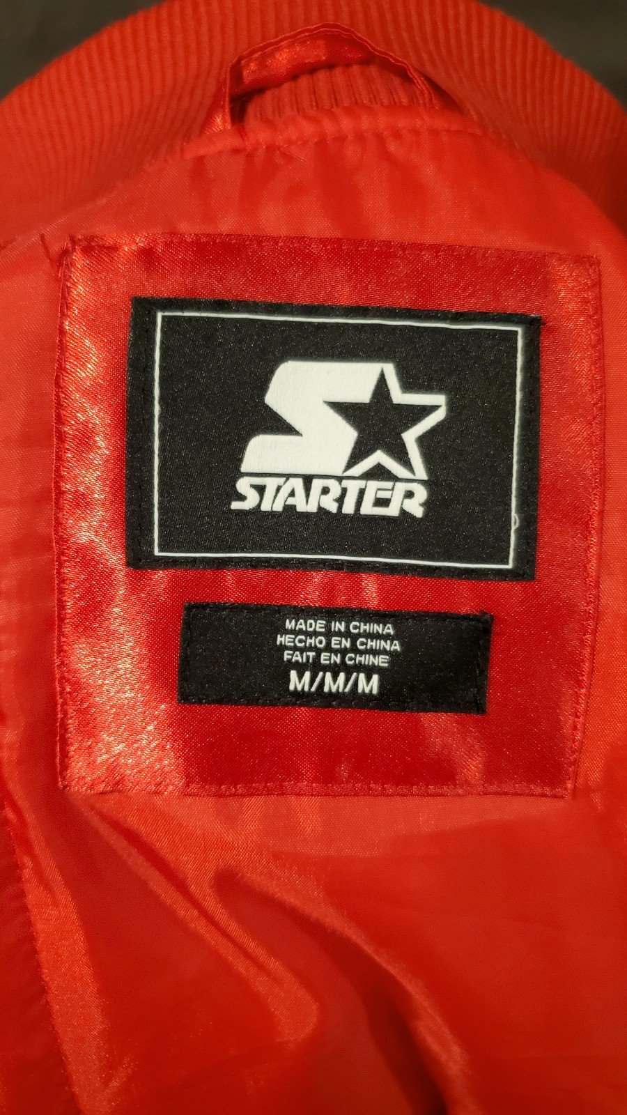 Starter Locker Room Full-Snap Satin Jacket -Red (M)