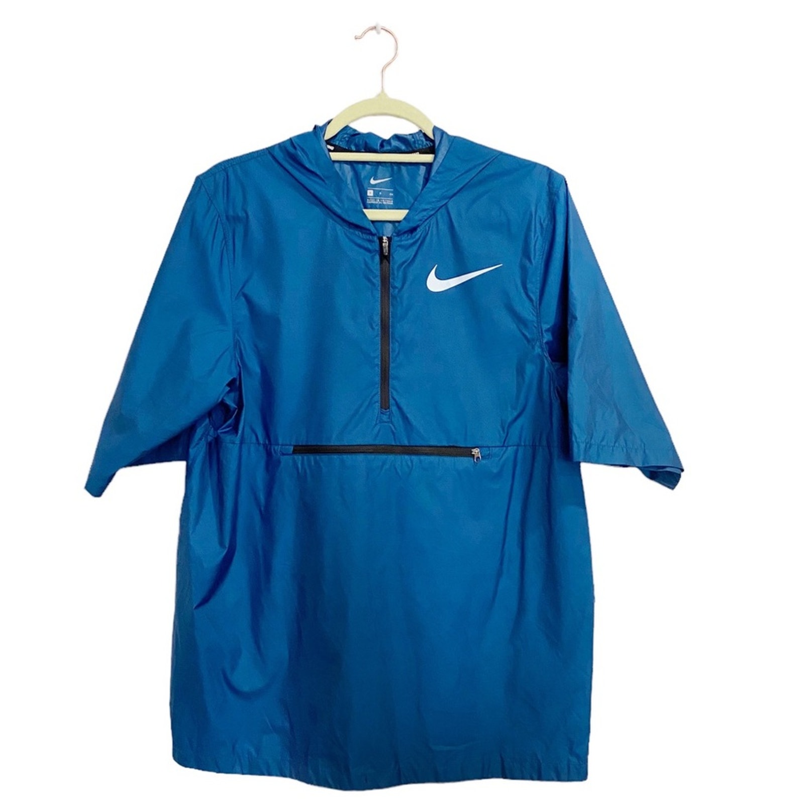 Nike Shield Running Blue Short Sleeve Pullover Windbreaker Sz S