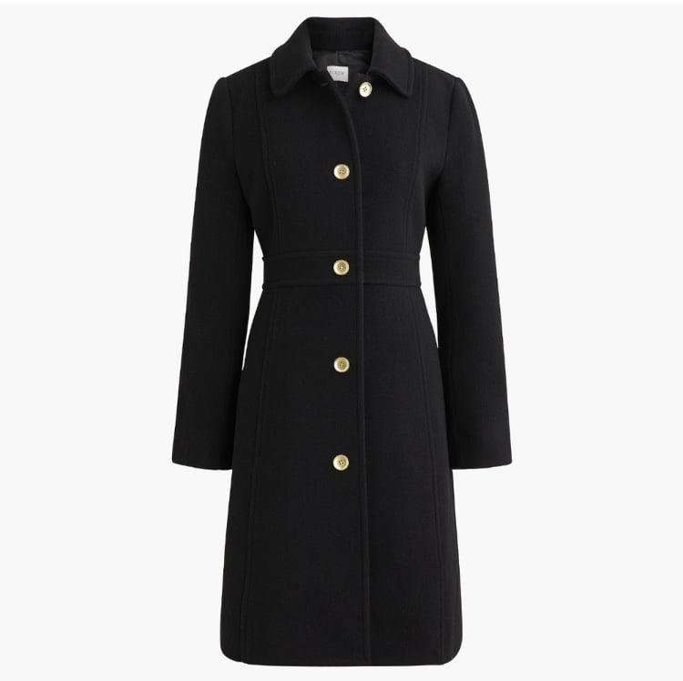 NWT J. Crew Wool Blend Lady Day Coat - Black Size 10