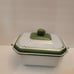 Vintage Klafetstrom Cast iron Enamelware Green & White Lidded Casserole Dish Swe