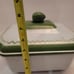 Vintage Klafetstrom Cast iron Enamelware Green & White Lidded Casserole Dish Swe