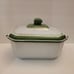 Vintage Klafetstrom Cast iron Enamelware Green & White Lidded Casserole Dish Swe