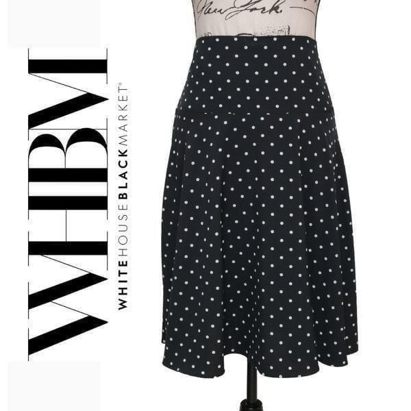 WHITE HOUSE BLACK MARKET Polka Dot Print Soft Midi Skirt NWT SIZE 4
