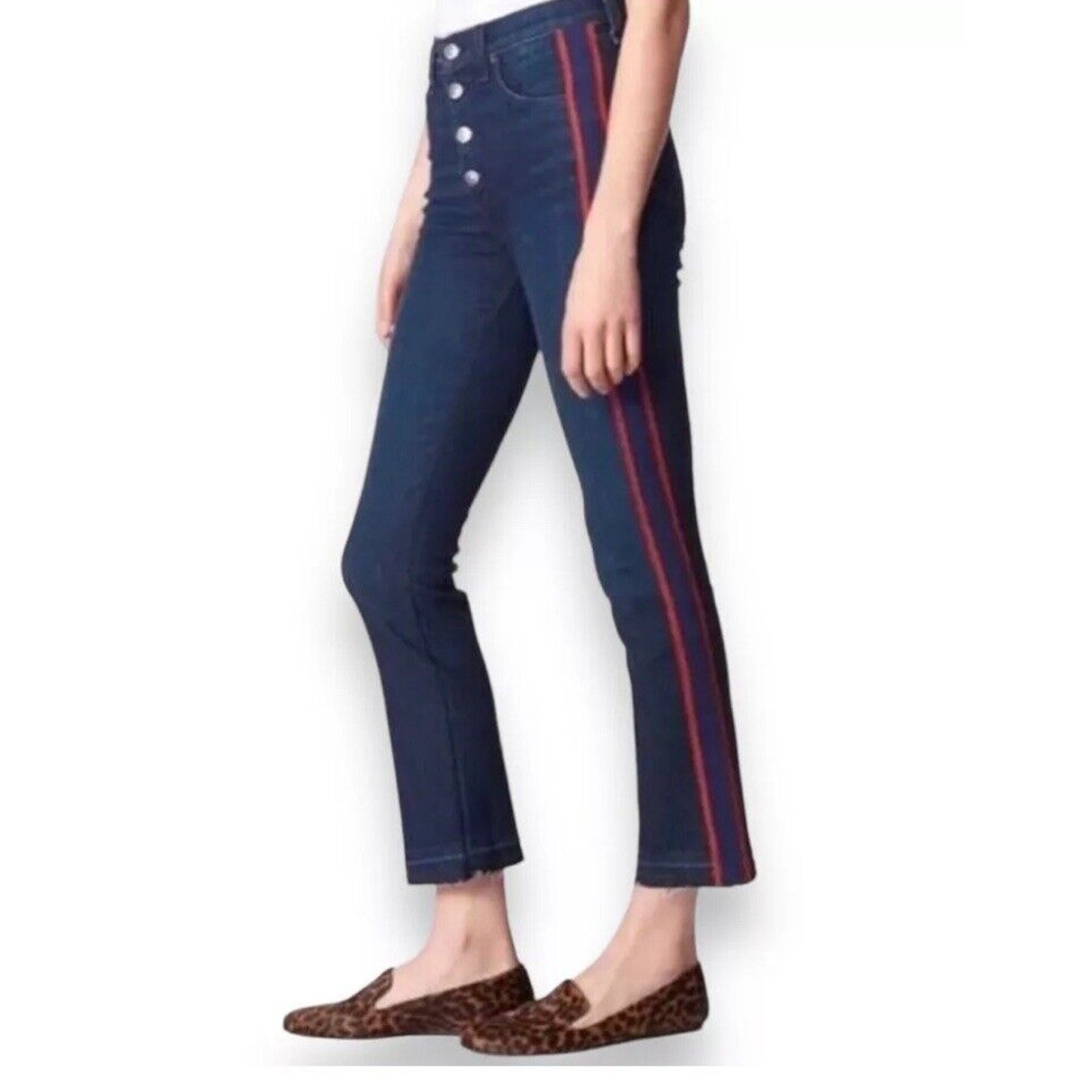 Veronica Beard Jeans Womens Size 27 Blue Button Fly Carolyn Baby Boot w/Tuxedo