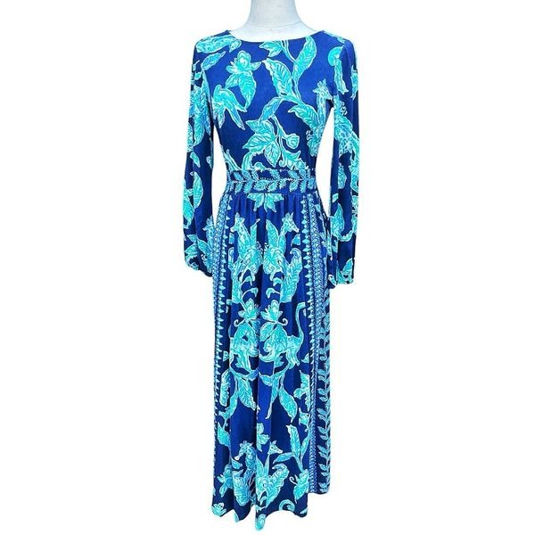 Lilly Pulitzer Micole Sweet Parakeet Maxi Dress Size 0