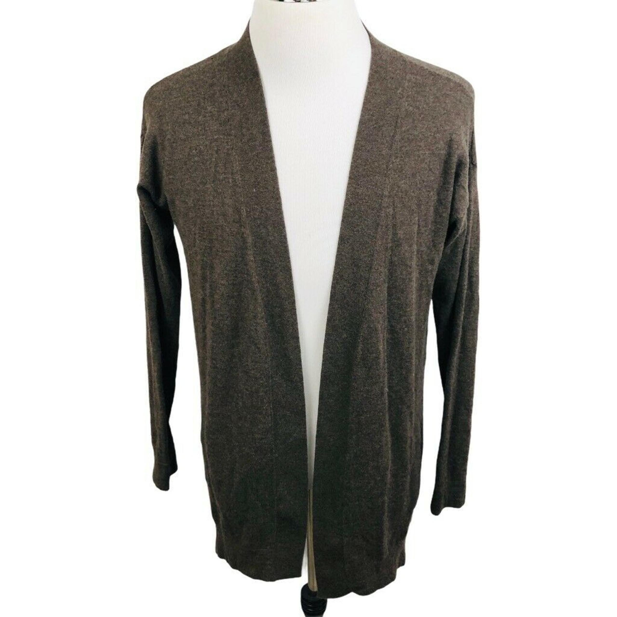 Akris Punto Cardigan Sweater Womens 10 Brown Marled Knit Open Front Long Sleeve