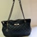 DKNY Dark Blue Quilted Leather Chain Tote
