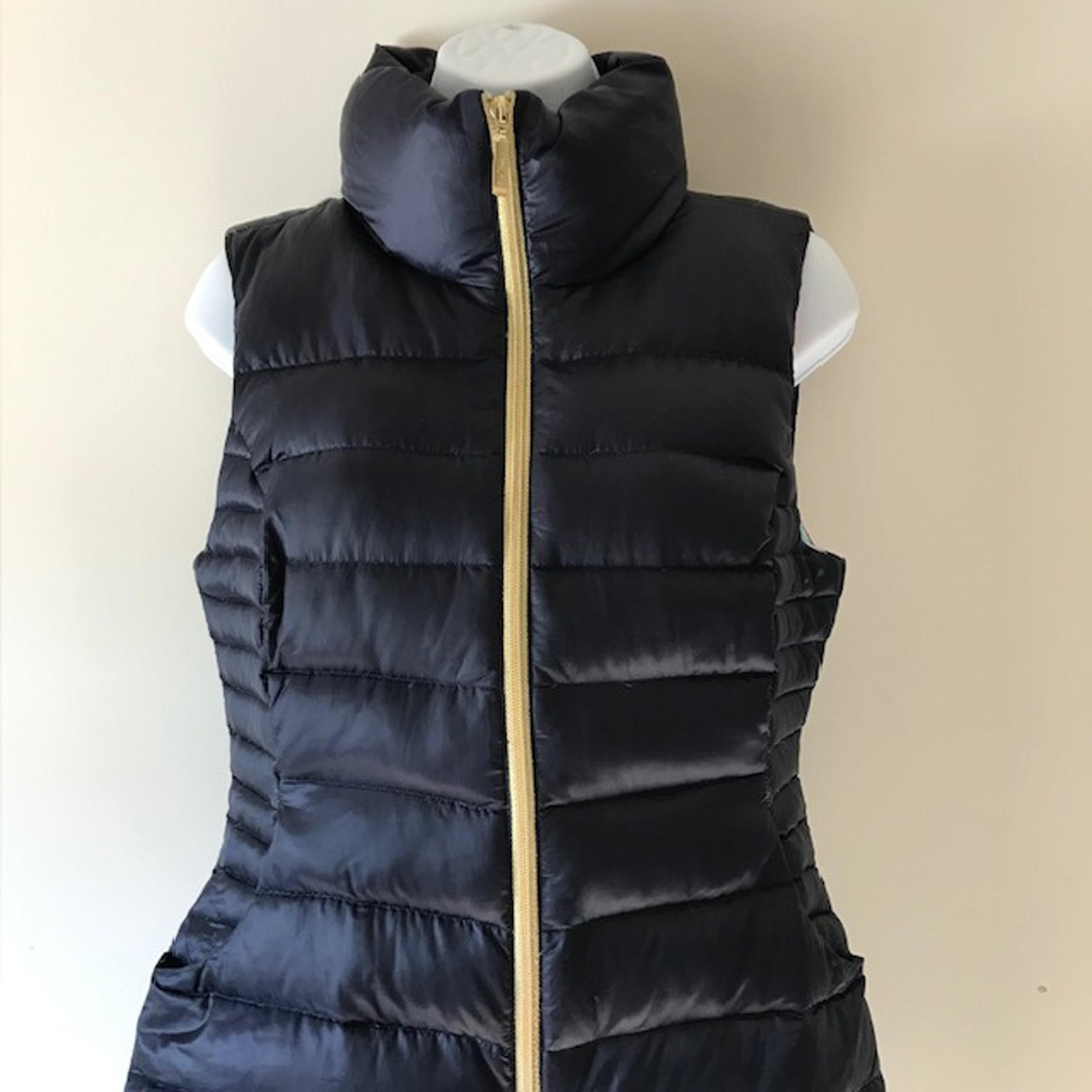 Lilly Pulitzer Women’s Size M Blue Down Feather Quilted Puffer Vest Full Zipper