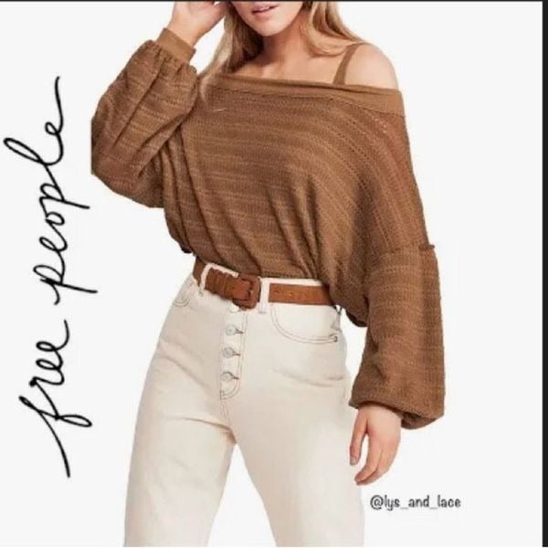 NWT Free People Women's Sistine Hacci Cold Shoulder Knit Top Size Large Boho