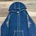 Ariat Floral Flower Stitch White Contrast Blue Womens S Full Zip Rib Knit Hoodie