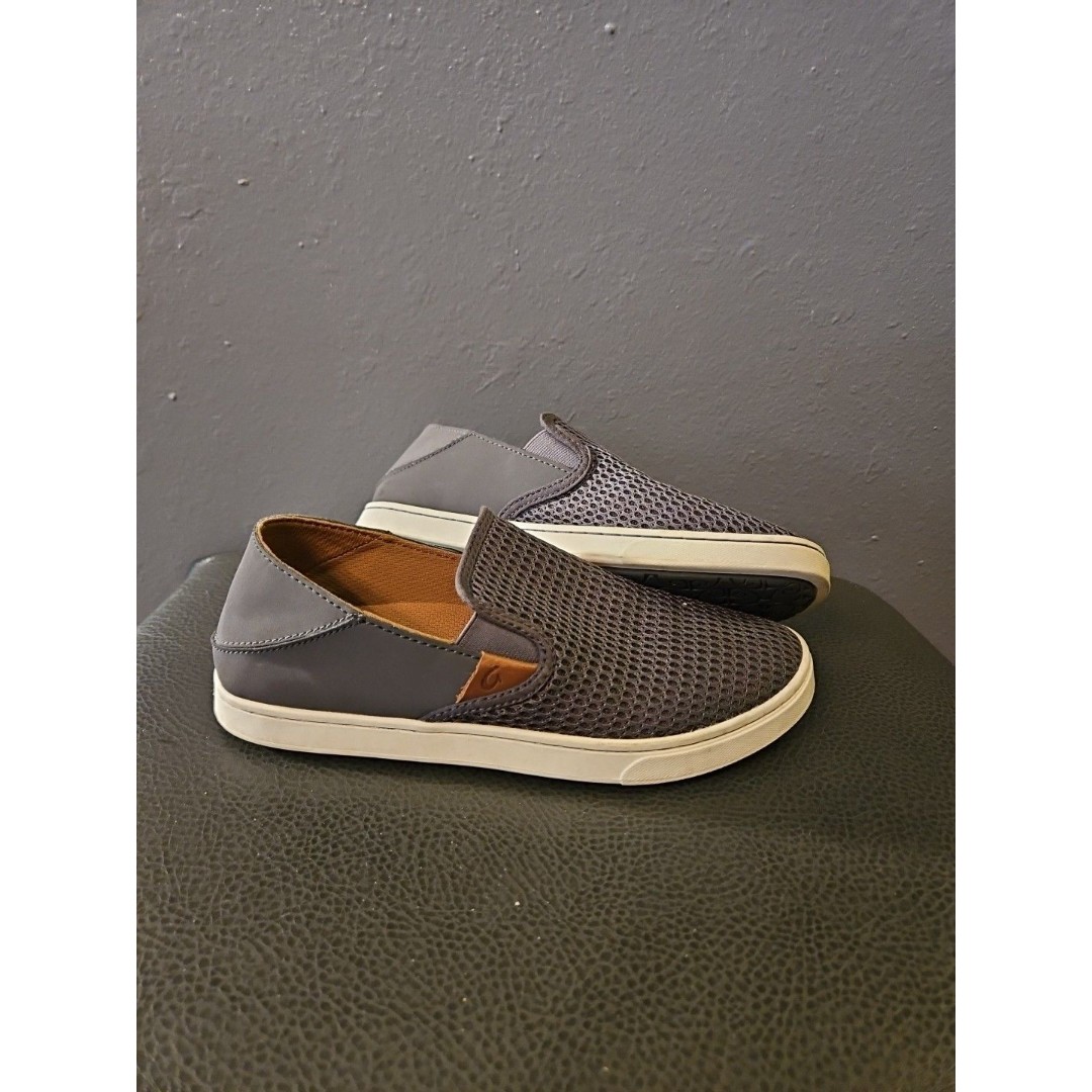OluKai Pehuea Breathable Gray Pavement Slip On Flats Boat Shoes Women’s Size 7