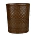 Woven Straw Wrapped Metal Waste Basket Brown Oval Trash Can JL Clark Vtg 70s