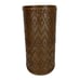 Woven Straw Wrapped Metal Waste Basket Brown Oval Trash Can JL Clark Vtg 70s
