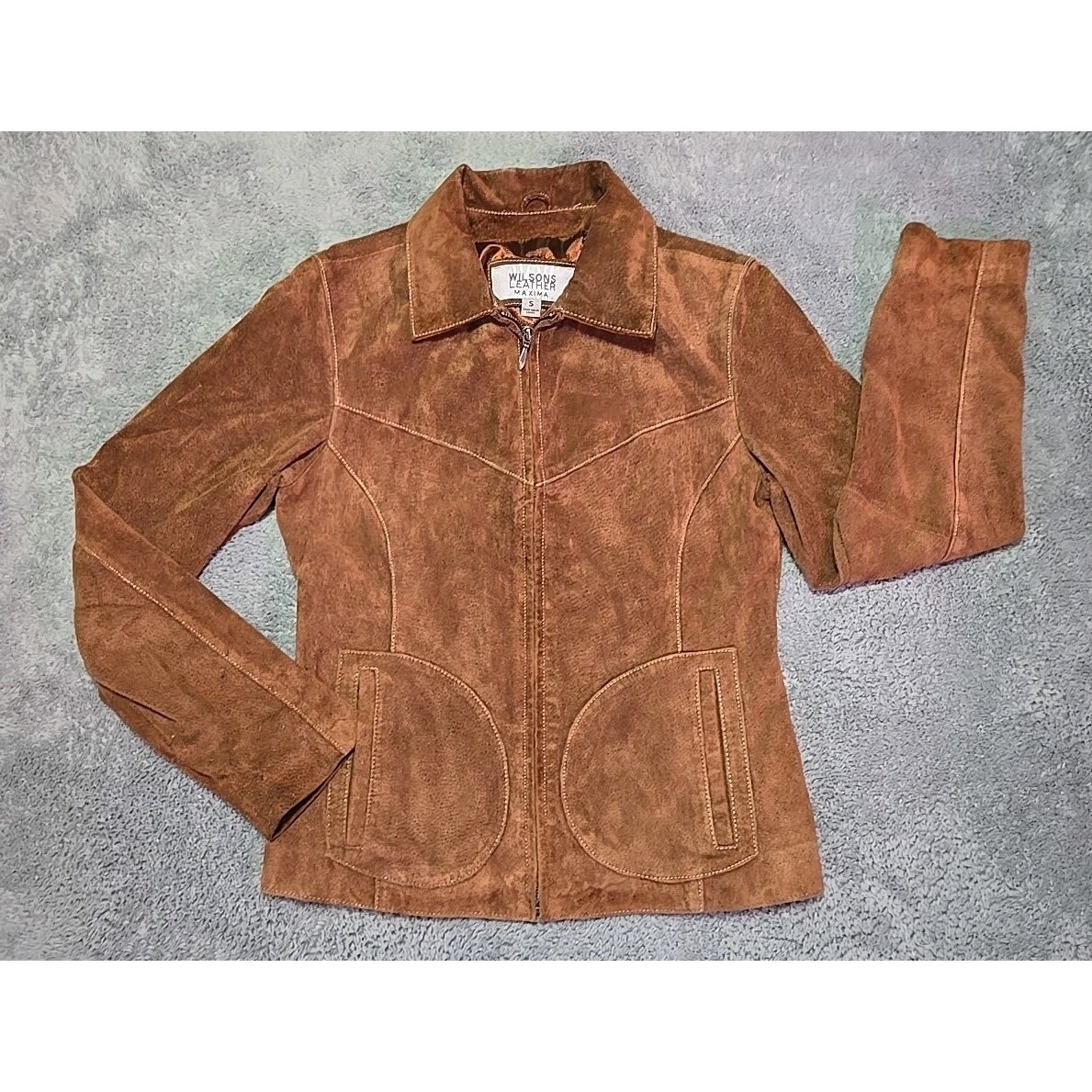 VTG Wilsons Leather Maxima Women's Suede Jacket Size Small Brown Western EUC
