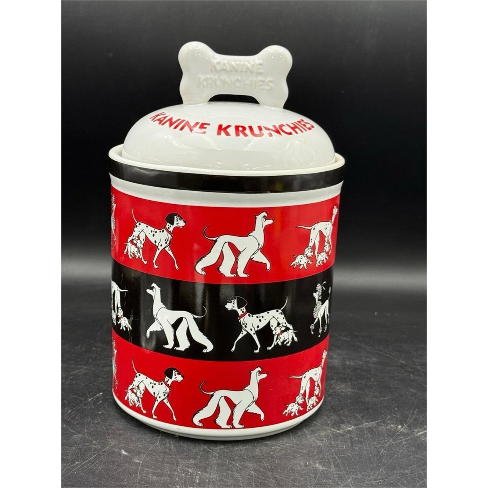 Disney 101 Dalmatians Kanine Krunchies Ceramic Dog Biscuit Cookie Treat Jar