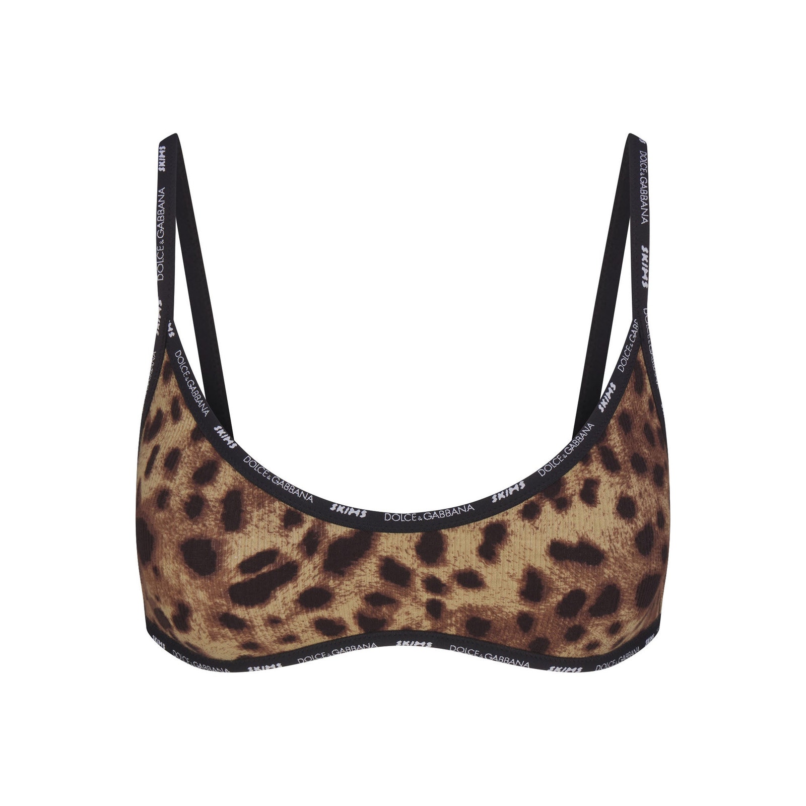 NWT Dolce&Gabbana x Skims Cotton Rib Scoop Neck Bralette XS Leopard