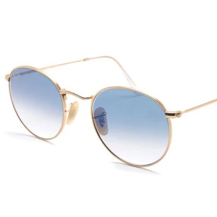 Ray-Ban Round Sunglasses RB3447 Gold color Frame & Gradient Blue Lens