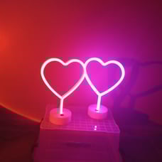 2 Pack Heart Neon Signs, LED Pink Heart Neon Sign Battery Operated