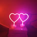 2 Pack Heart Neon Signs, LED Pink Heart Neon Sign Battery Operated