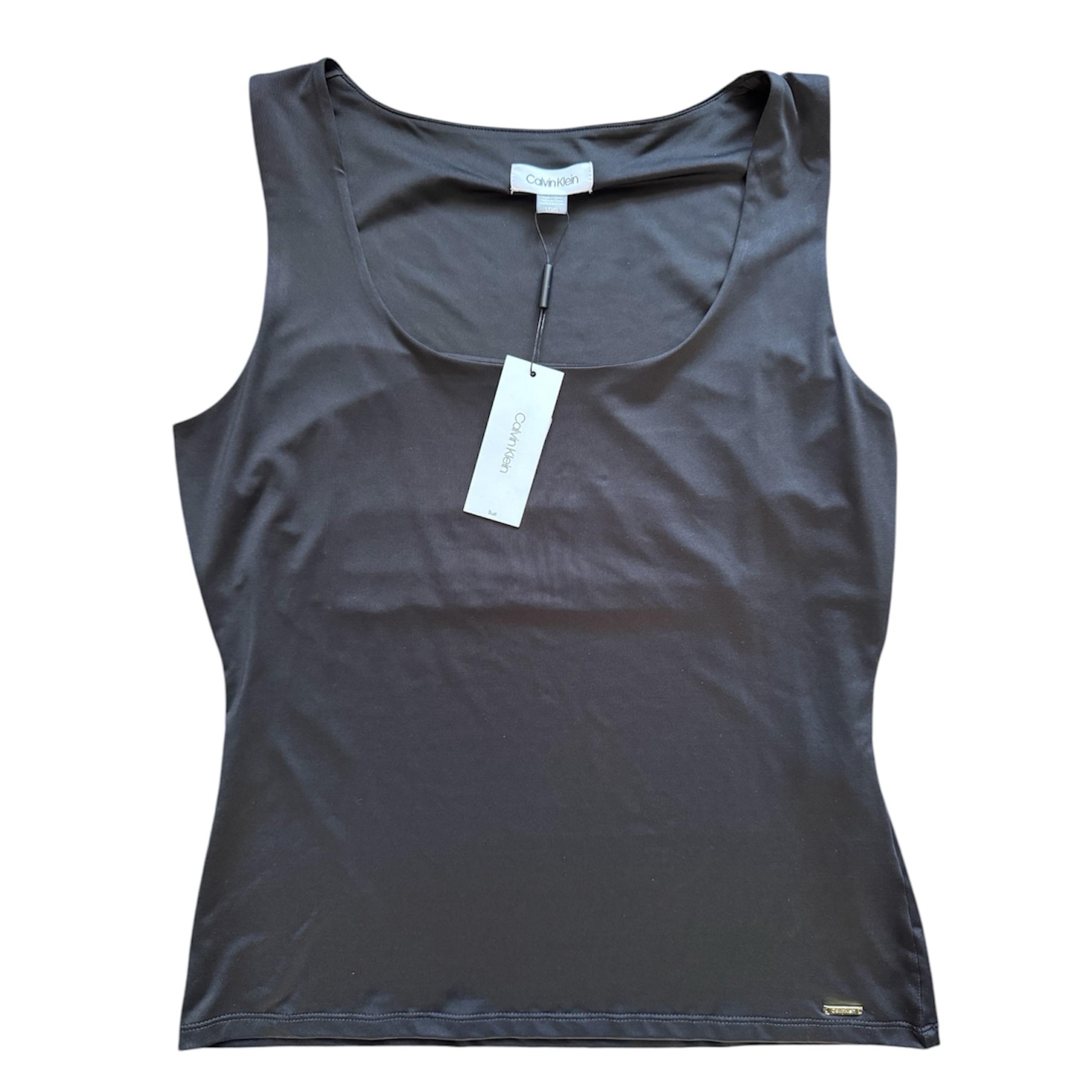 Women’s Calvin Klein Matte Jersey Scoop Neck Tank Black LG NWT