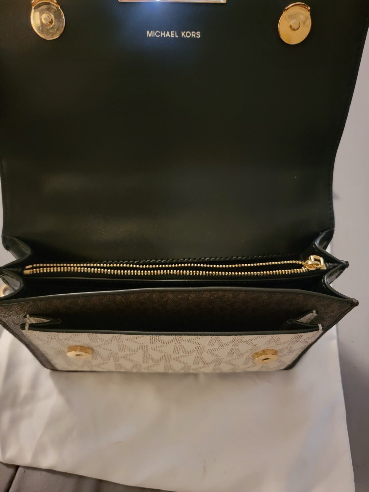 Michael Kors Jade Large Tri-Color Logo Crossbody Bag with dust bag