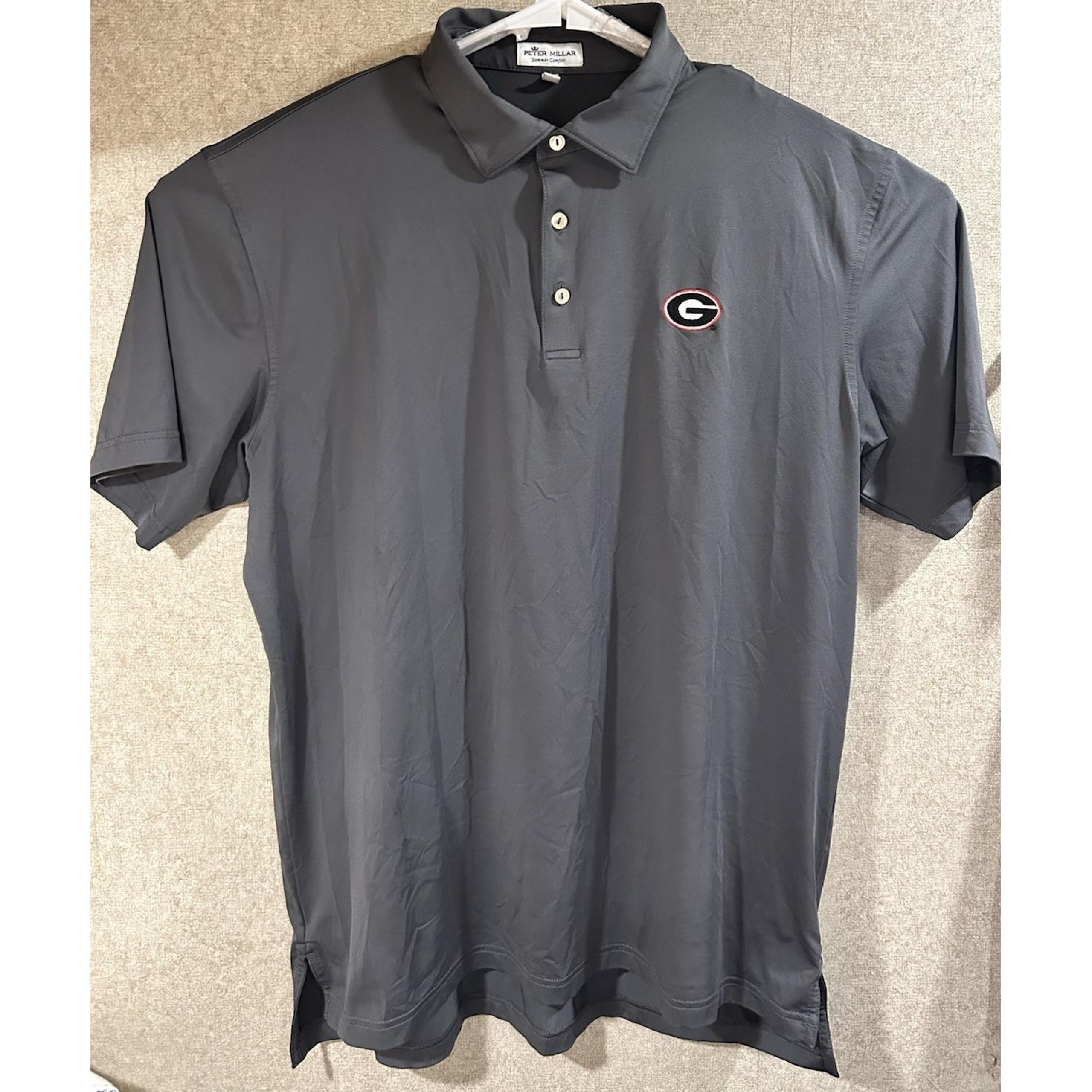 Peter Millar Summer Comfort Georgia Bulldogs Polo Shirt Gray Men's Size Large