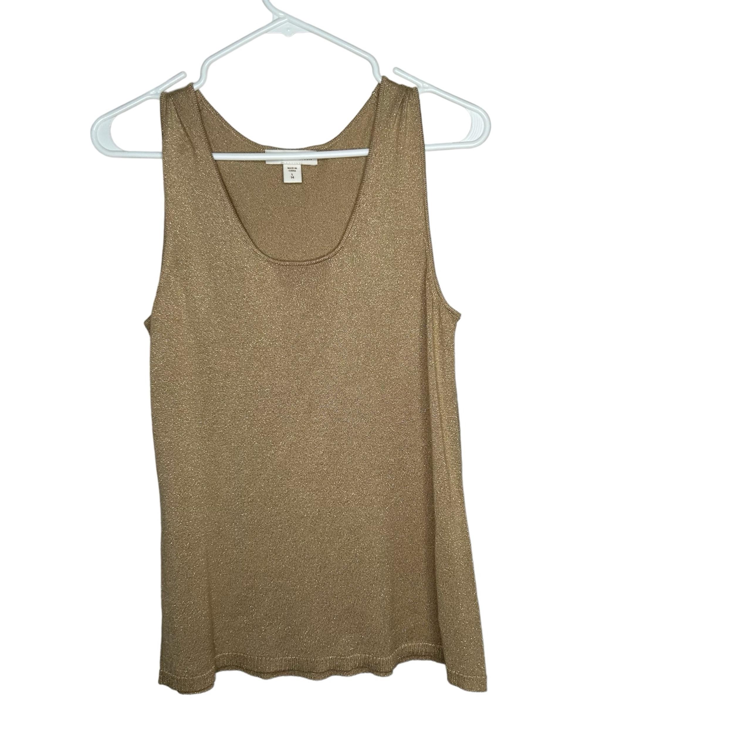 Coldwater Creek Women’s Gold Metallic Knit Tank Top Size Large 14