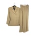 Vintage Bisou Bisou 2 Piece Pant Suit Womens Size 4 Modern XS Beige Straight Leg