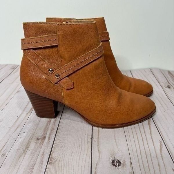 Anthropologie Brown Orange Leather Ankle Boots