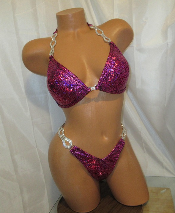 NPC competition FIGURE /PHYSIQUE suit FUCHSIA purple new never worn 34c med size
