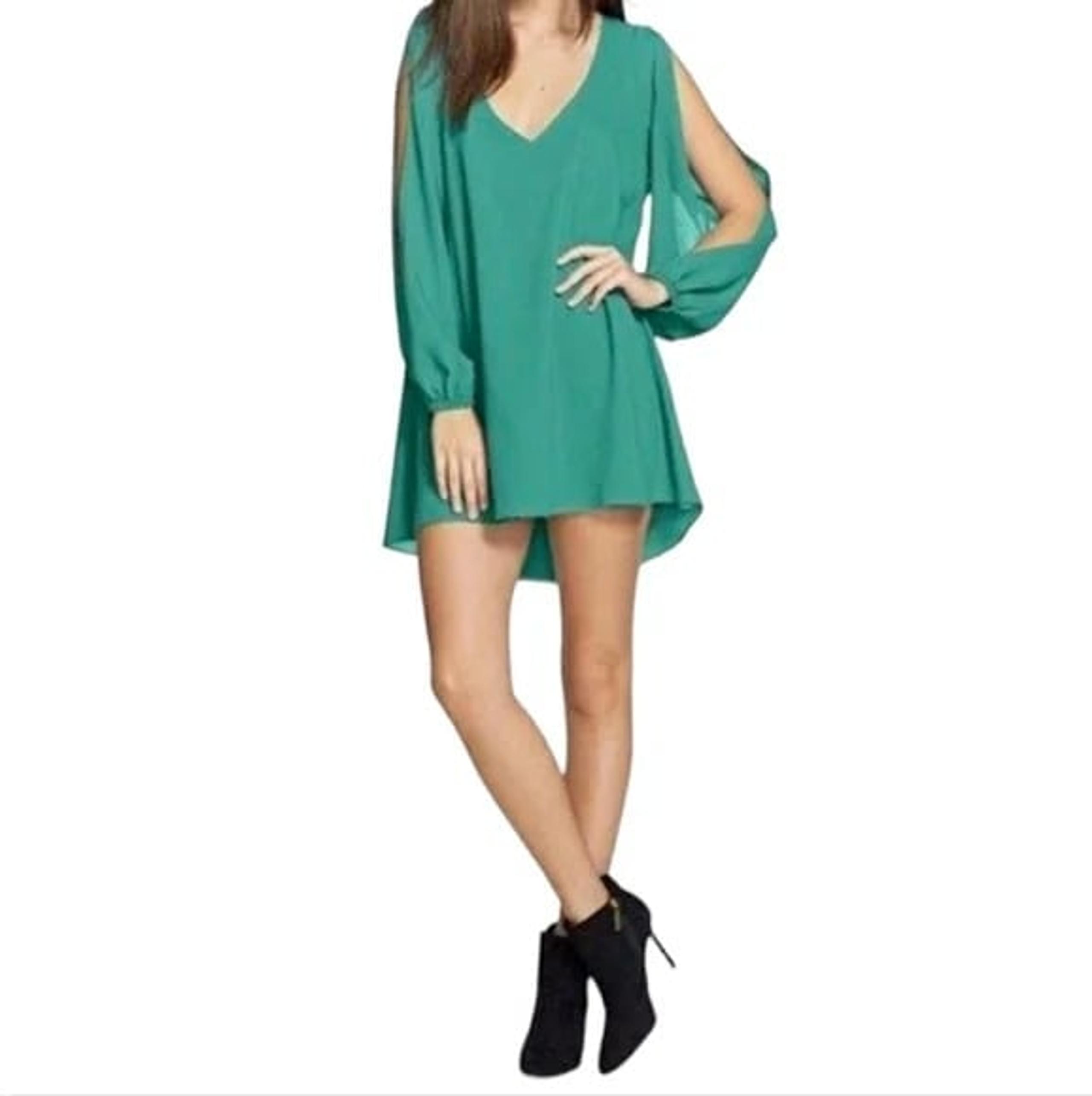 Anthropologie RAGA Emerald Open Long Sleeve Trapeze Tunic Mini Dress Small NWT