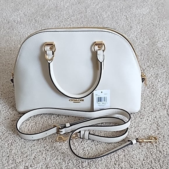 Coach Katy Satchel. Beige Medium Cross-grained Leather.