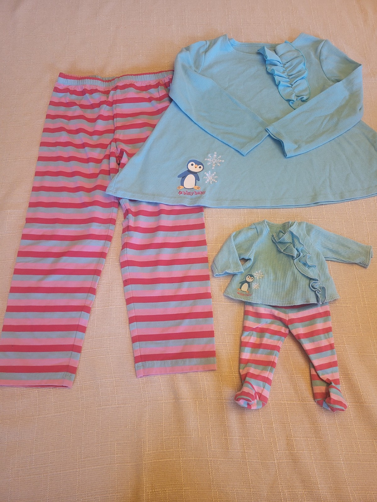 American Girl Ruffled Penguin Pj for Girls (sz6) & for Bitty Baby 2016 VGUC