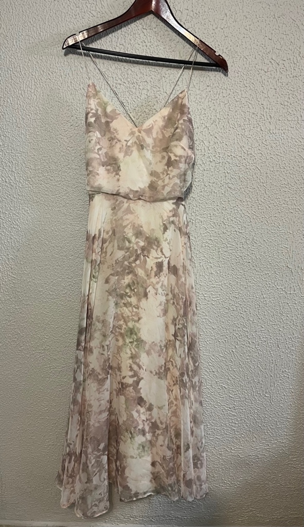 Jenny Yoo Collection Inesse Maxi Dress Watercolor Blush Print Bridesmaid Size 10