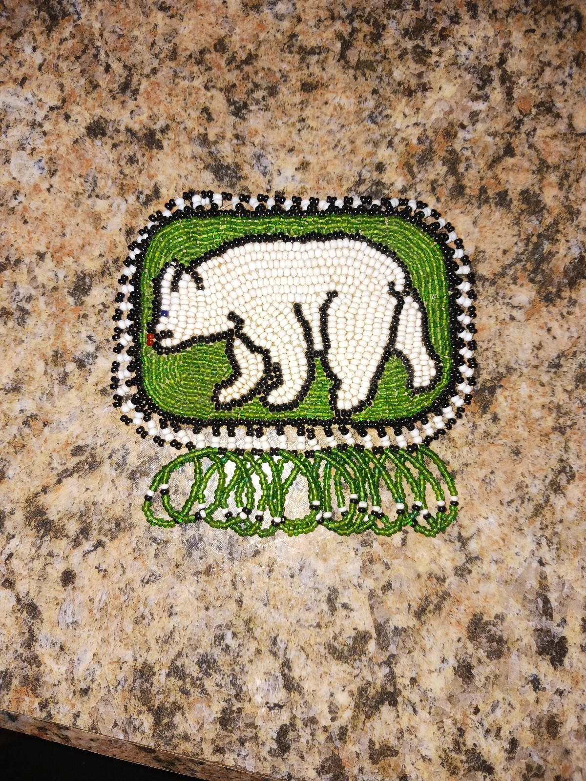 Vintage Native American Hand Sewn Seed Bead Belt Buckle