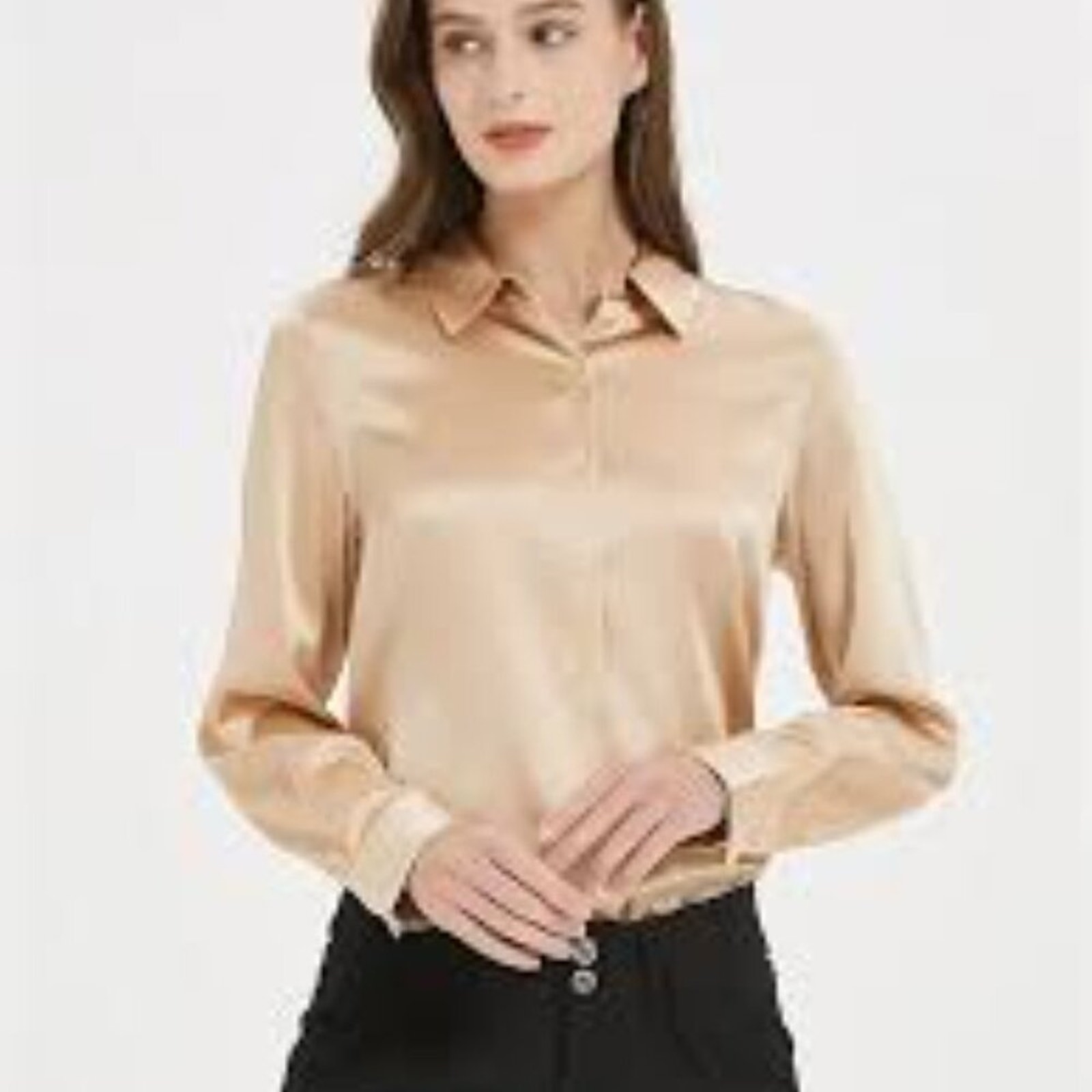 NOUVELLE SILK95FIVE TAUPE BLOUSE SIZE XSMALL RETAIL 330