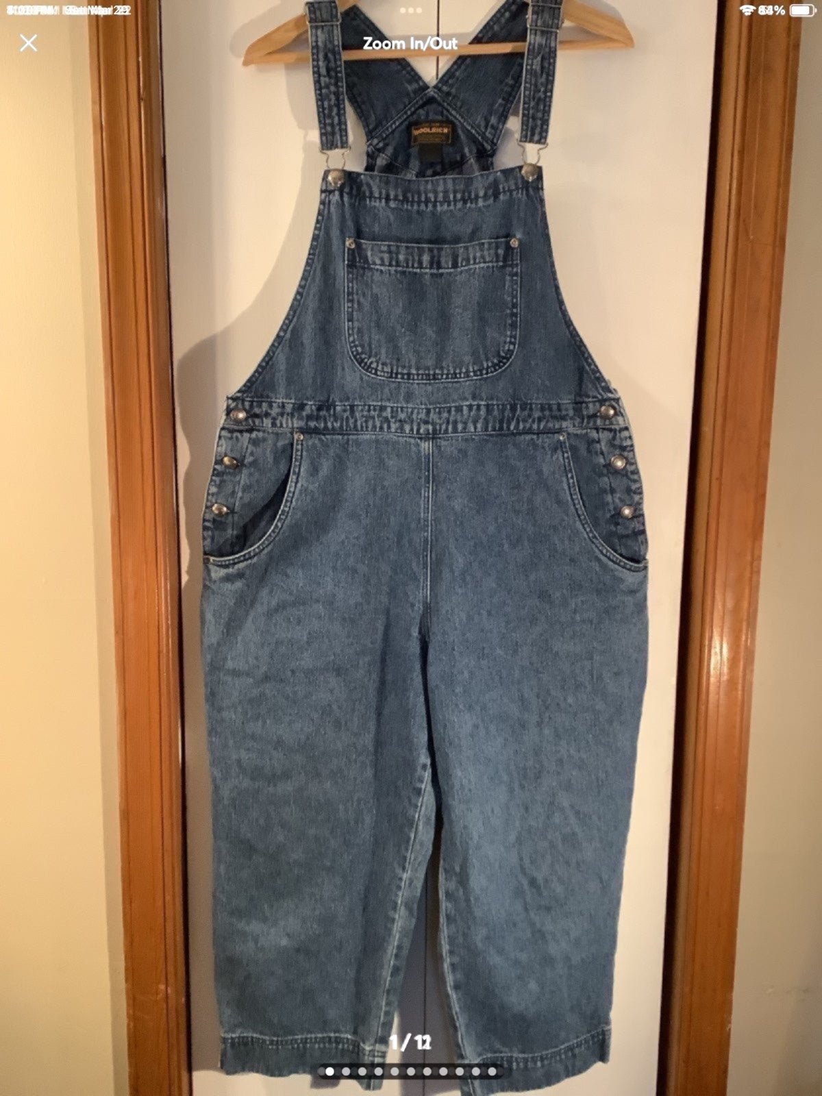 VTG Woolrich 80’s/90’s Bib Overalls Size L Baggy Wide Leg, Cropped Barrel