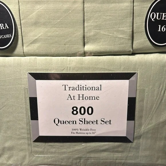 Transitional at Home 6pc Queen Sheet Set green apple embossed stripes